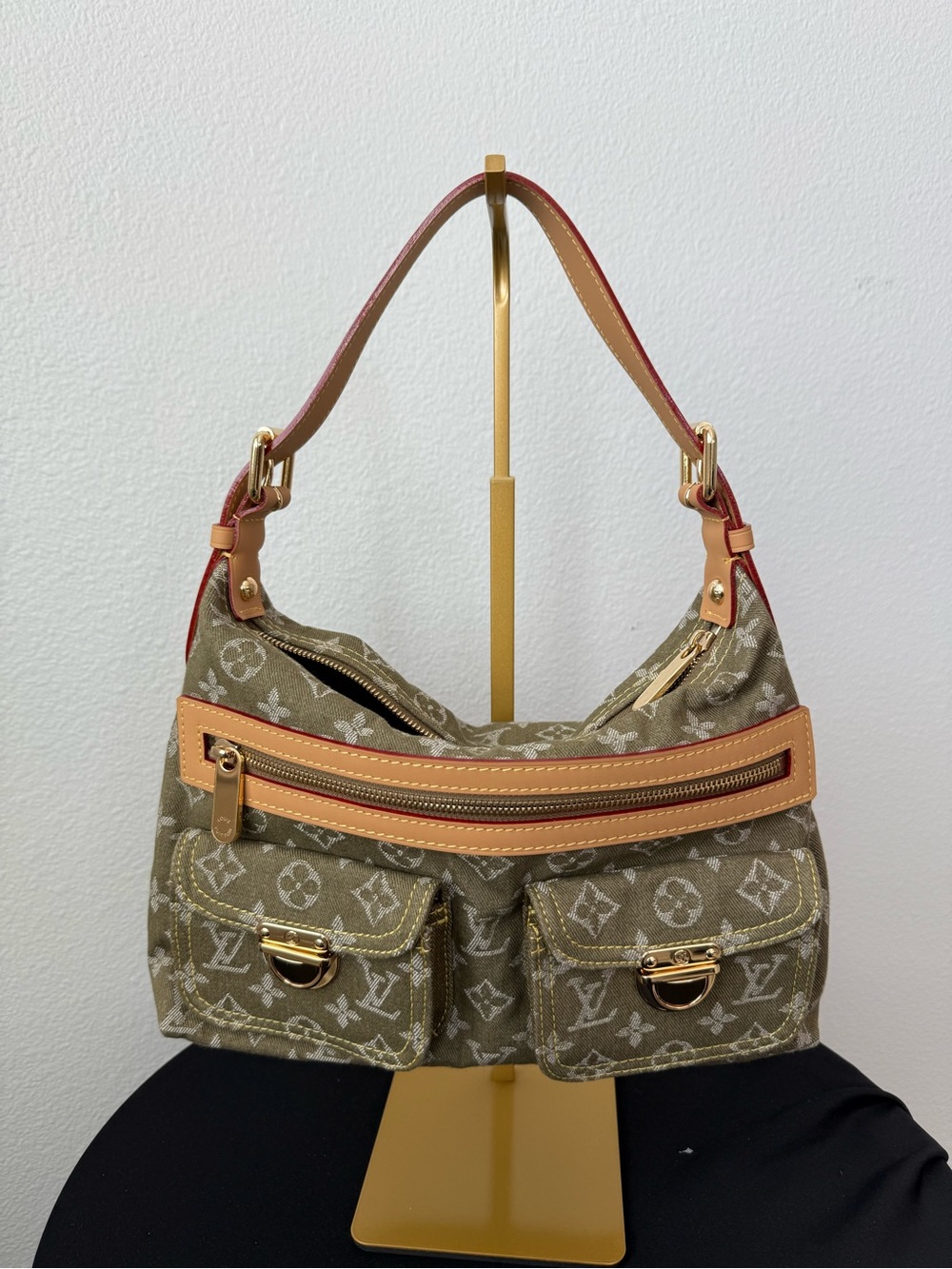 LV Olive green denim shoulder bag
